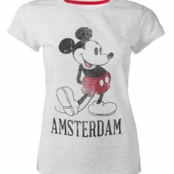 Official Disney Mickey Mouse Grey Vintage Look Amsterdam Women's T-Shirts