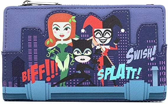 Villians LoungeFly Batman Women Villains Chibi AOP Mini Wallet