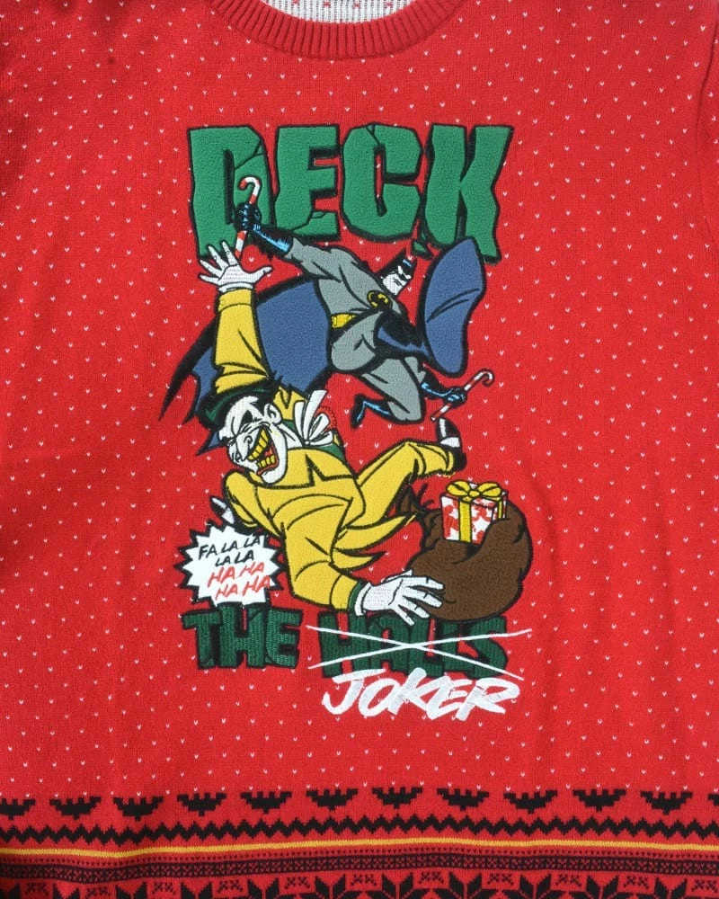 DC Christmas Jumper Official Batman Deck The Halls Christmas Jumper / Ugly Sweater