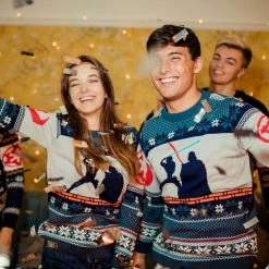 Star Wars Christmas Jumper Official Star Wars Luke Vs Darth Christmas Jumper / Ugly Sweater