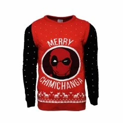 Marvel Christmas Jumper Marvel Universe Official Marvel Deadpool Merry Chimichanga Christmas Jumper / Ugly Sweater - 2XL (UK/EU) β XL (US)
