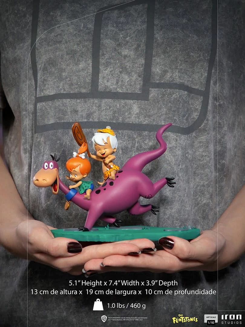 Official Iron Studios The Flintstones Dino, Pebbles And Bamm-Bamm 1:10 Art Scale Statue Premium Collectibles