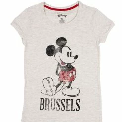 Official Disney Mickey Mouse Grey Brussels Women's T-Shirts Apparel