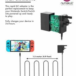 Numskull Nintendo Switch Main Adaptor USB C Fast Charger Gaming Accessories