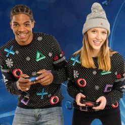 PlayStation Christmas Jumper Official PlayStation Symbols Black Christmas Jumper / Ugly Sweater