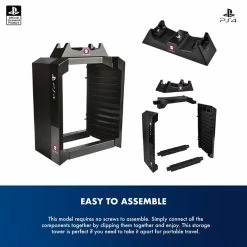 Official Sony PlayStation 4 PS4 Games Storage Tower + Dual Charger