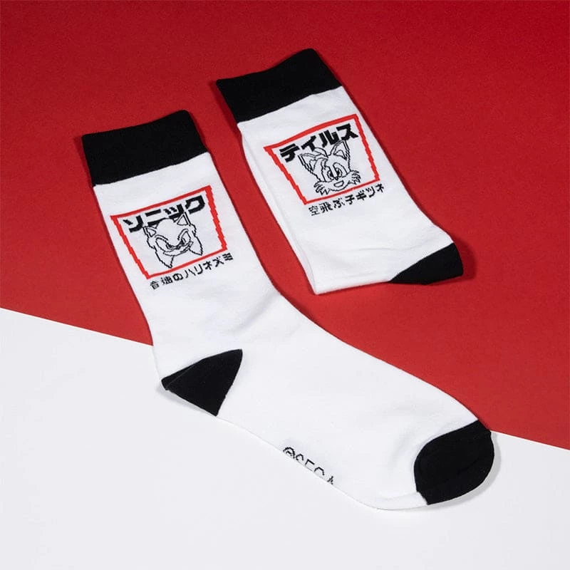 Apparel Official Modern Sonic The Hedgehog Japanese Style White And Black Socks (One Size)