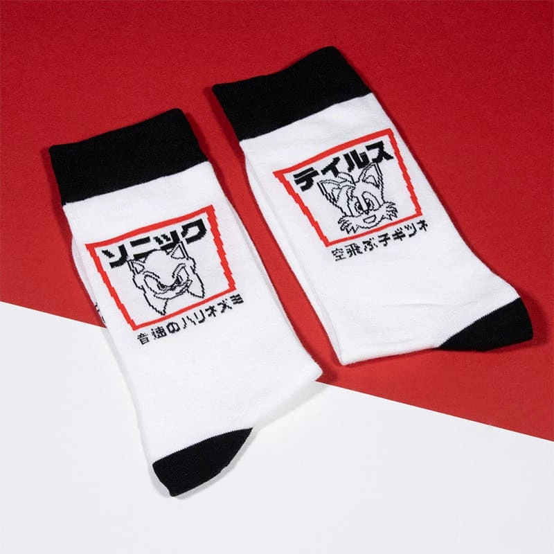Apparel Official Modern Sonic The Hedgehog Japanese Style White And Black Socks (One Size)