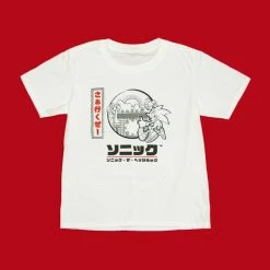 Official Modern Sonic The Hedgehog Japanese Style Kids White T-Shirts (Unisex) Apparel