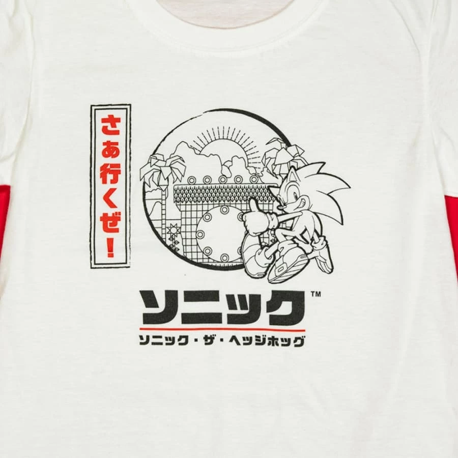 Official Modern Sonic The Hedgehog Japanese Style Kids White T-Shirts (Unisex) Apparel