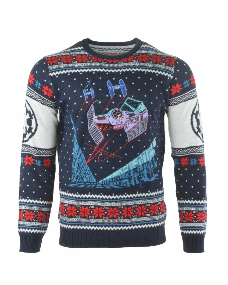 Star Wars Christmas Jumper Official Star Wars Tie Fighter Battle Of Yavin Christmas Jumper / Ugly Sweater