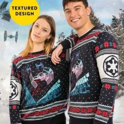 Star Wars Christmas Jumper Official Star Wars Tie Fighter Battle Of Yavin Christmas Jumper / Ugly Sweater