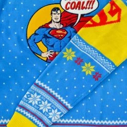 DC Christmas Jumper Official Superman'Bad Guys Get Coal' Christmas Jumper / Ugly Sweater