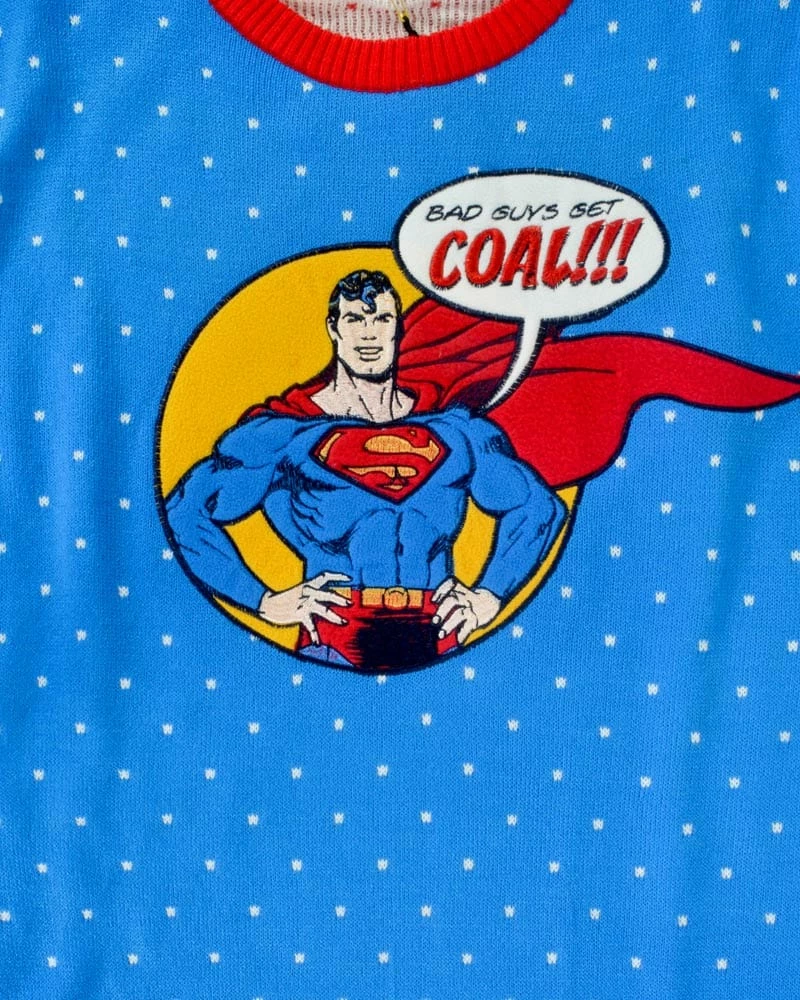 DC Christmas Jumper Official Superman 'Bad Guys Get Coal' Christmas Jumper / Ugly Sweater