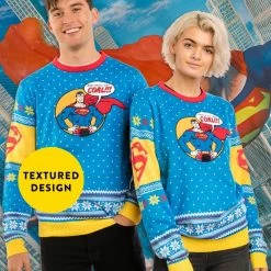 DC Christmas Jumper Official Superman 'Bad Guys Get Coal' Christmas Jumper / Ugly Sweater