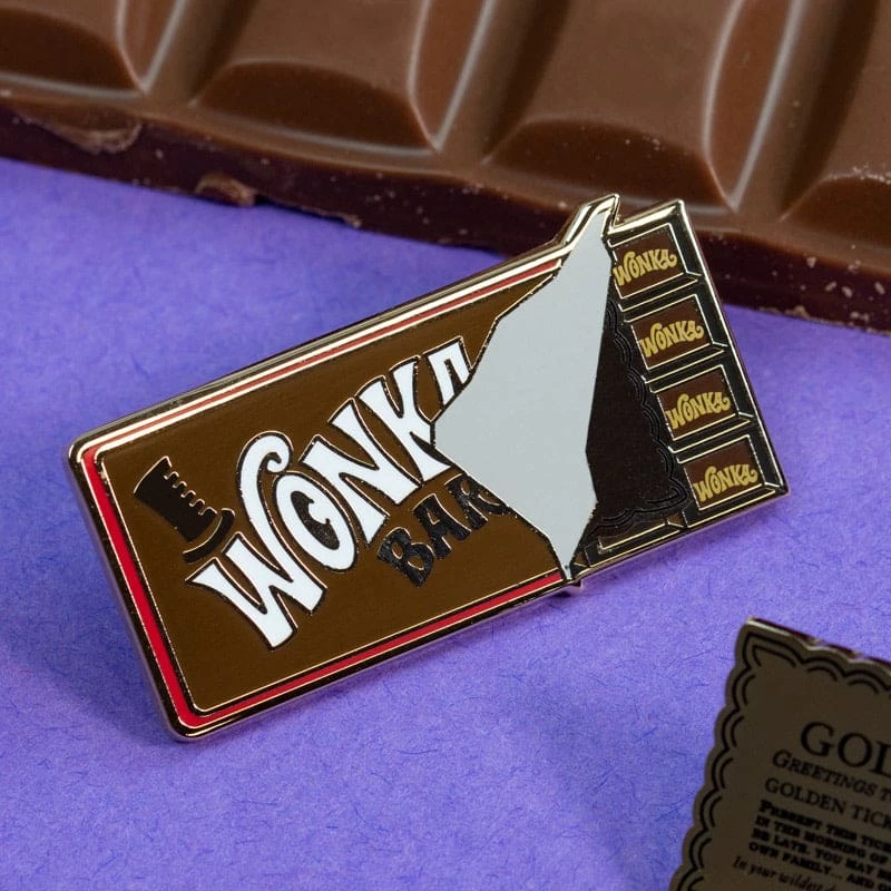 Pin Kings Willy Wonka & The Chocolate Factory Enamel Pin Badge Set 1.1 β Wonka Bar & Golden Ticket Accessories